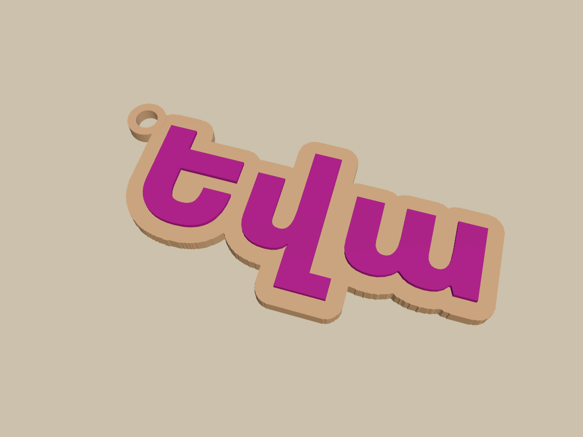 Եվա layered lettering name tag, angle view