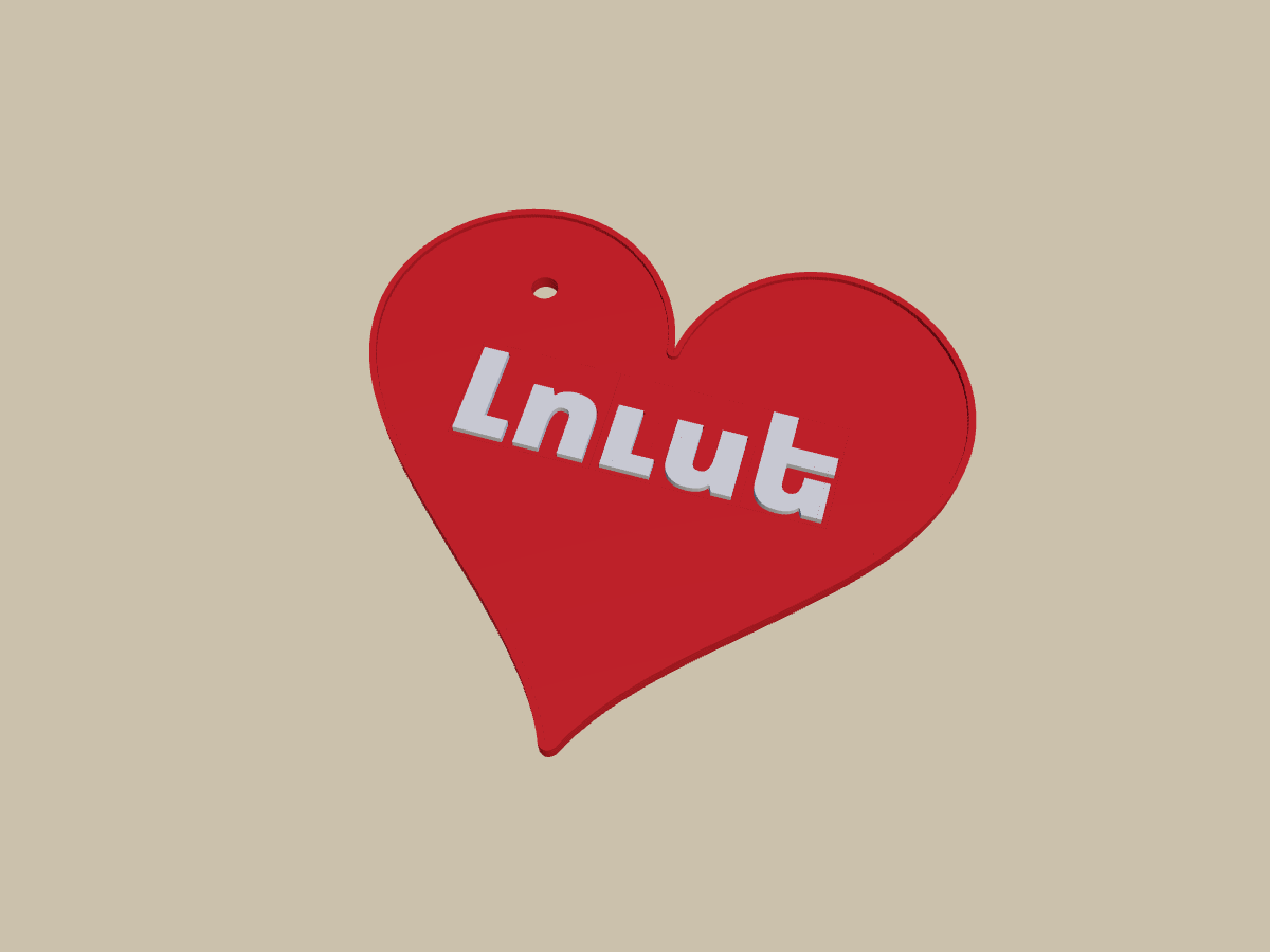 Լուսե heart name tag, angle view