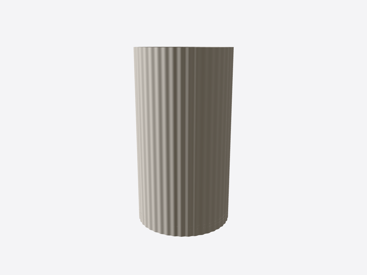 Tall ribbed vase — angle view